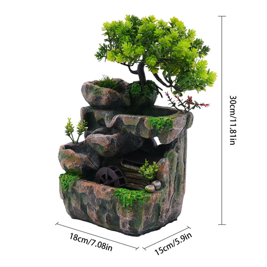 Resin Tabletop Fountain Ornament With LED For Home Office
