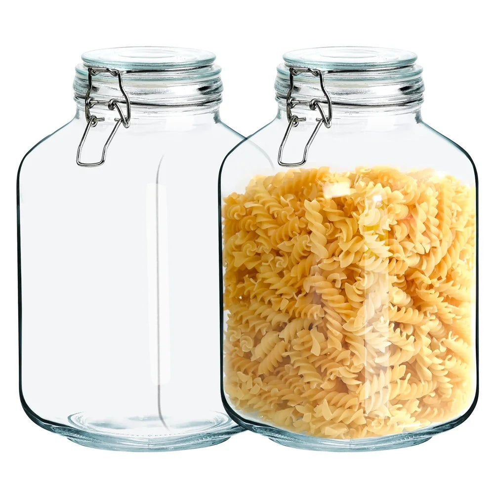PDQDrinkware Glass Jars 2 Pack Airtight Lid Wide Mouth