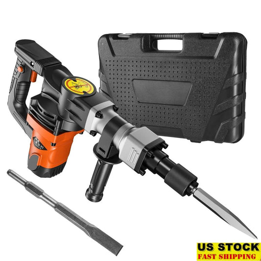 1400W Electric Jack Hammer Concrete Breaker 2900BPM Lightweight Shock Absorbing Handle Chisel Bits Renovation Tools For Heavy
