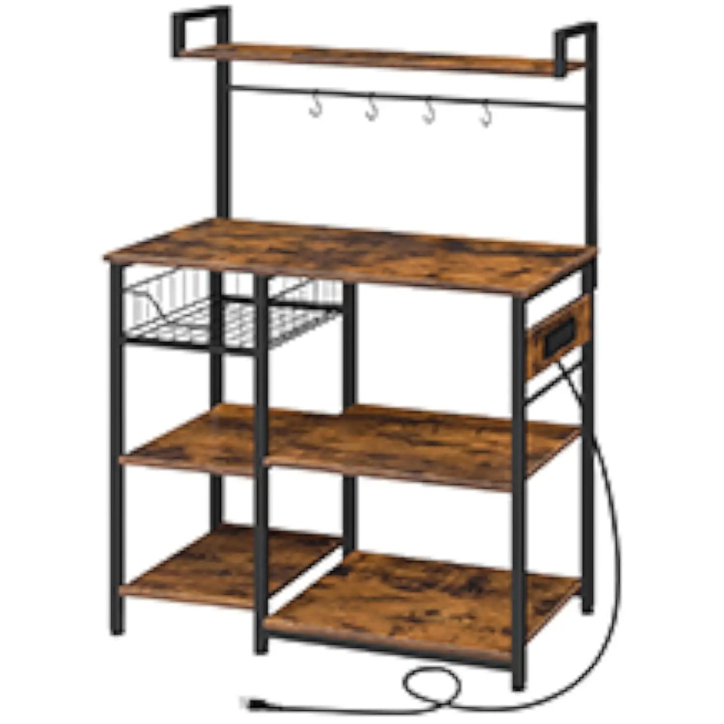 Bakers Rack with Power Outlet  35.4 Inches Microwave Stand