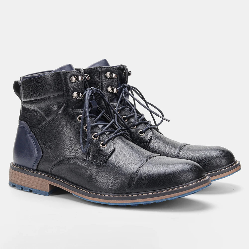 Brogue Men Chelsea Boots 2025 American Style Comfortable Leather Ankle Boots