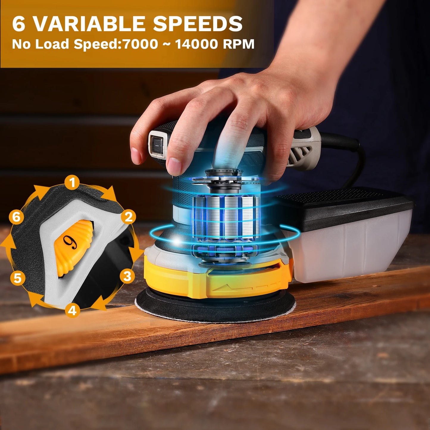 Deko 300W Random Orbit Sander 16 Piece Sandpaper Kit