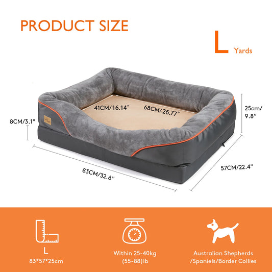 BINGOPAWCN Large Dog Bed Soft Warm Fleece Removable Cover